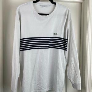 Lacoste white with navy stripes long sleeve shirt